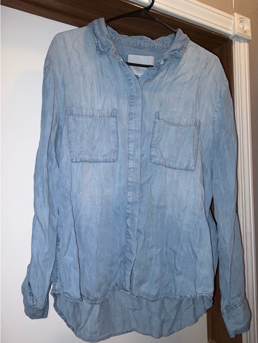 Light Blue Women's Chambray Button-Down Shirt